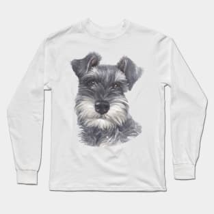 Miniature Schnauzer Watercolor Art Long Sleeve T-Shirt